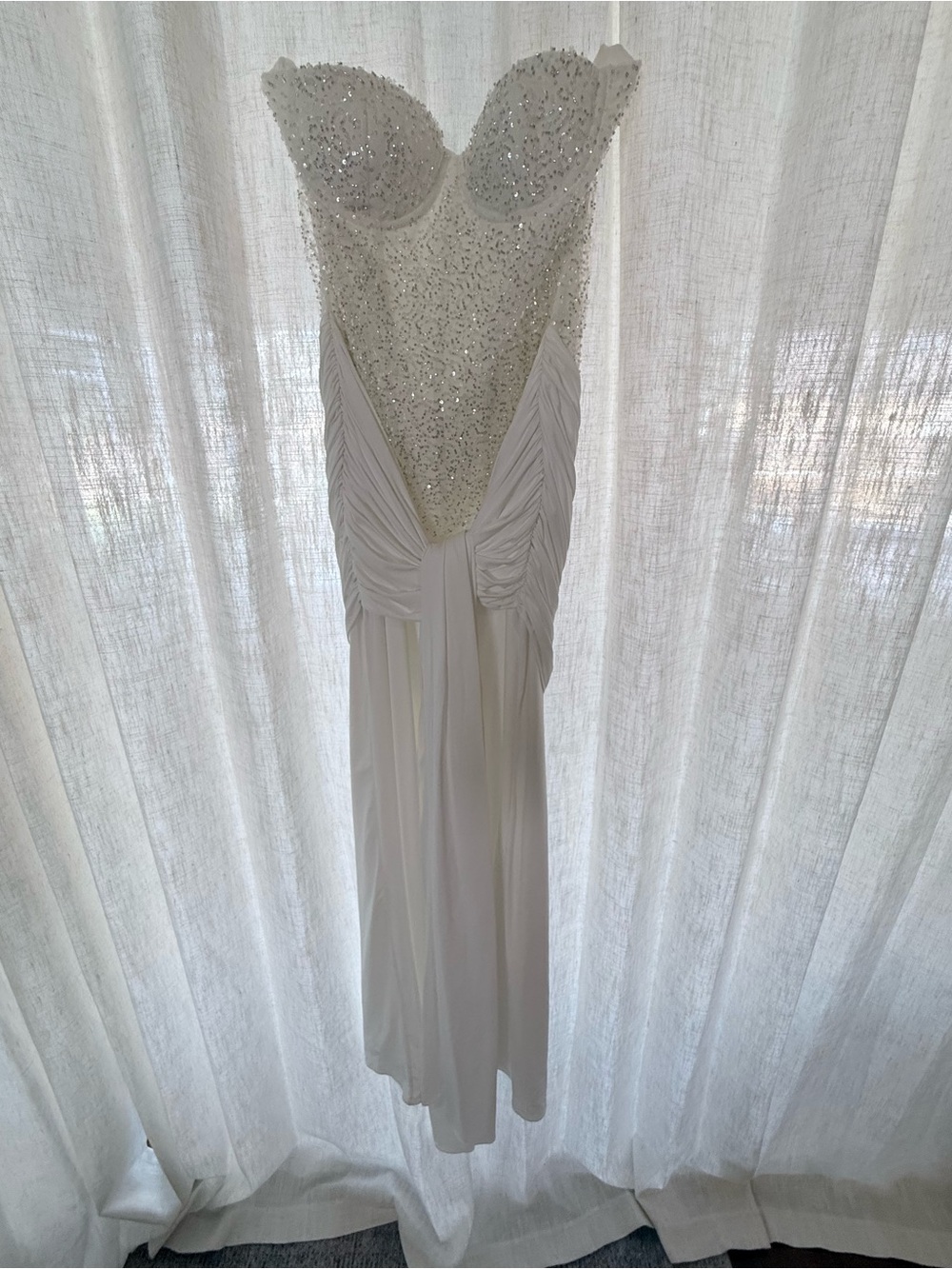 Beaded Strapless White Wedding Gown with Draped Waist Carina Maxi gown Babyboo - Picture 3 of 13